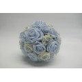 Bridal Wedding Bouquet with Baby Blue and Ivory Roses with Pearls and Diamante